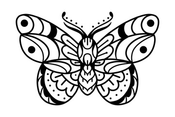 Moth hand drawing old school tattoo.
