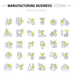 Fototapeta na wymiar Set Vector Line Icons of Manufacturing Business