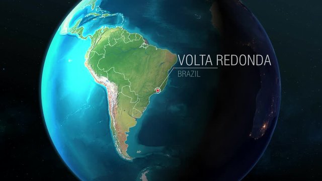 Brazil - Volta Redonda - Zooming from space to earth