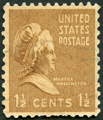 USA - CIRCA 1937: shows portrait Martha Washington (1731-1802), Presidential Issue, circa 1937