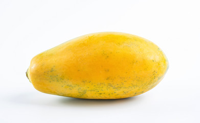 Fresh fruit golden yellow papaya on white background