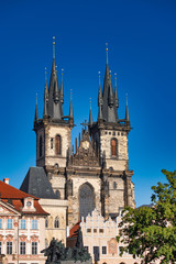 Fototapeta na wymiar Church of St. Mary of Týn in the Old Town Square of Prague