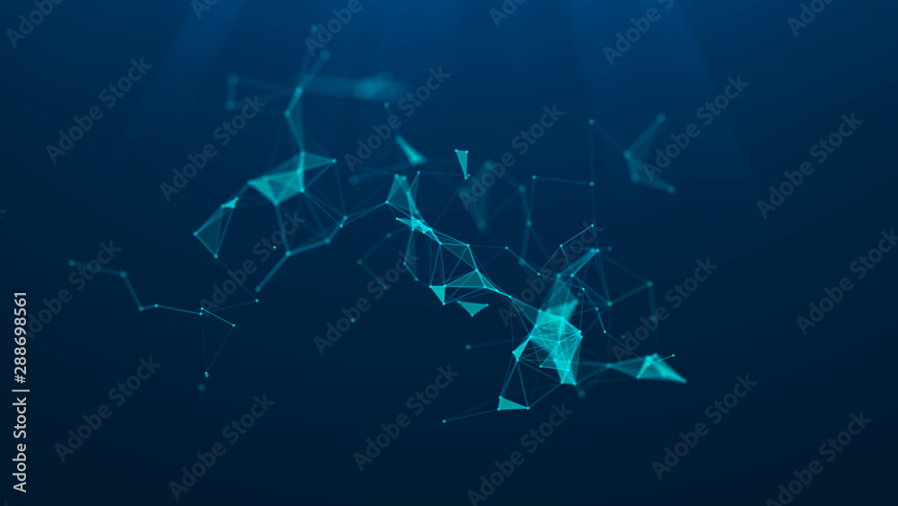 Poster big data visualization. science background. big data complex with compounds. lines plexus