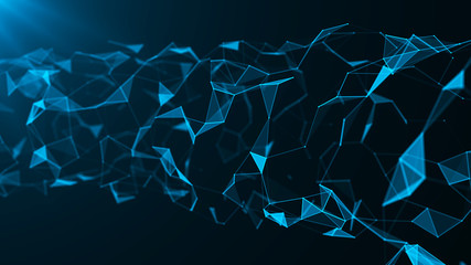 Big data visualization. Science background. Big data complex with compounds. Lines plexus