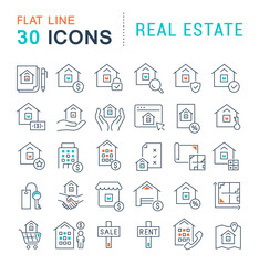 Set Vector Line Icons of Real Estate