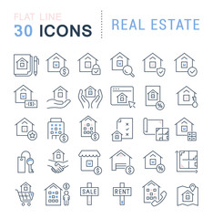 Set Vector Line Icons of Real Estate