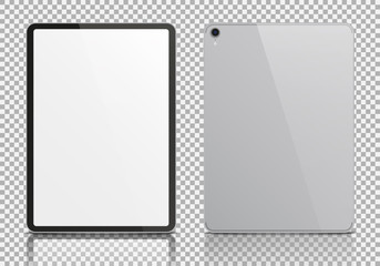 Realistic silver tablet pc.