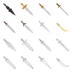 Vector design of game and armor icon. Collection of game and blade vector icon for stock.