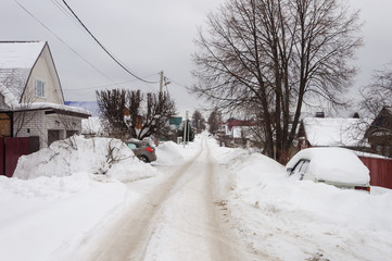 Country road covered with snow