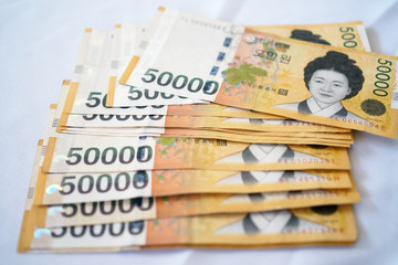 South Korea notes for money concept background