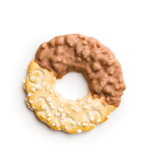 Sweet biscuits rings. Cookies with chocolate.