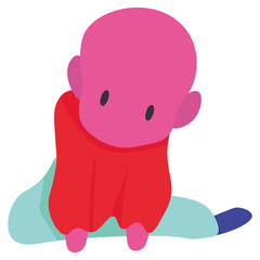 Obraz premium A little curious and happy toddler. Bright vector illustration.