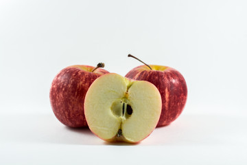 red apples on white background