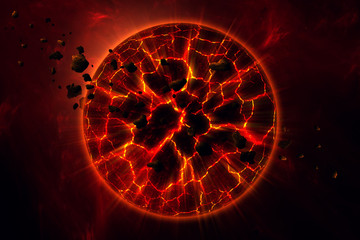 planet exploding in space,  science fiction 3d illustration © andreiuc88