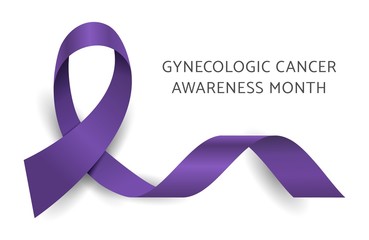 Violet purple ribbon. Gynecologic Cancer Awareness Month vector background. GCAM ribbon. Illustration gynecological support disease cancer