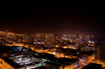 Fototapeta na wymiar Elevated view of the city of Antofagasta, Chile at night