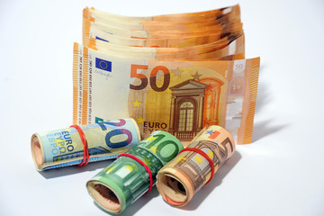 Euro money cash banknote, inflation and cost of the life