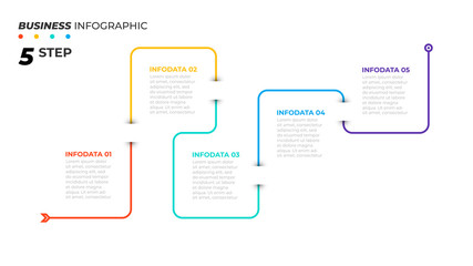 Timeline infographic thin line design label with 5 steps, options. Template for graph, diagram, presentations. Vector illustration, Data visualization.
