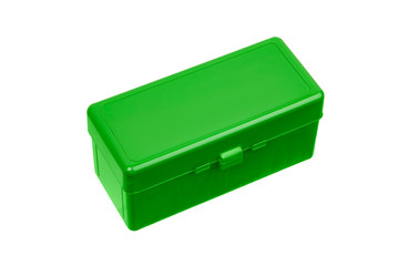 Plastic box for cartridges isolate on white background