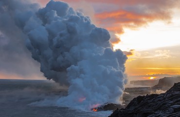 Fototapeta na wymiar Lava meets ocean