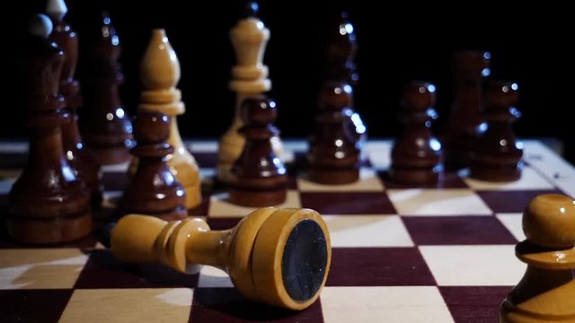 Chess Pieces Fall On The Chessboard - Stock Video