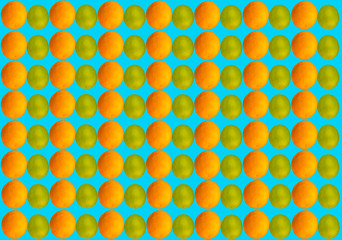 Composing mit Limonen und Orangen auf Hellblauen Hintergrund