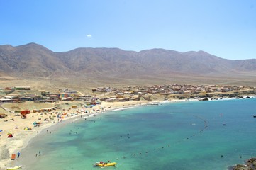 Fototapeta na wymiar Wide angle view of the Juan Lopez bay near Antofagasta, Chile.