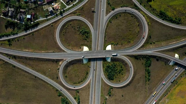 Large car interchange, aerial shot. Route Kiev Zhytomyr