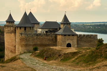 Fototapeta na wymiar Medieval fortress in the Khotyn town Ukraine