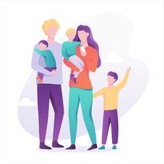 Fototapeta premium Family walking together. Mother, father and son