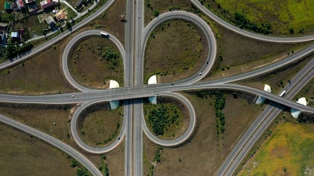 Large car interchange, aerial shot. Route Kiev Zhytomyr