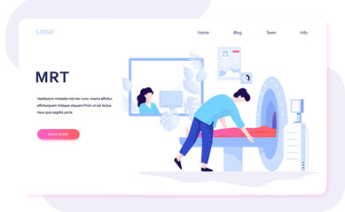 MRI scan procedure. Doctor and patient at the scanner