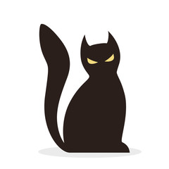 Black cat icon. Halloween symbol. Domestic pet