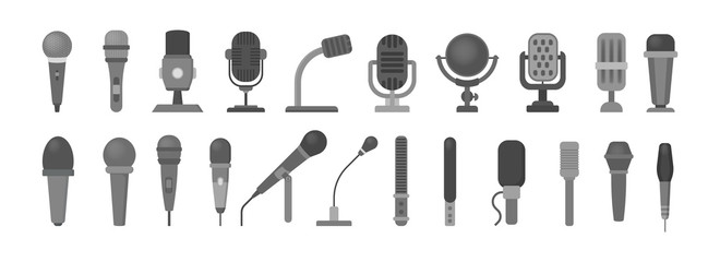 Microphone icon. Audio technology, musical record symbol