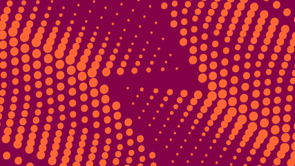 Orange and crimson pop art background in vitange comic style with halftone dots, vector illustration template for your design