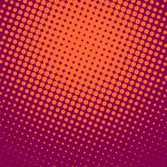 Orange and scarlet pop art background with dots design, abstract vector illustration in retro comics style