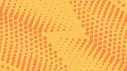 Orange retro pop art background with halftone dots