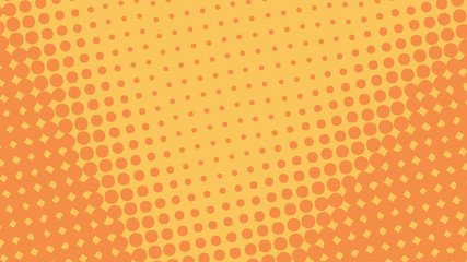 Orange retro pop art background with halftone dots