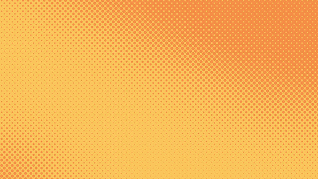 Orange pop art background in retro comic style with halftone dots, vector illustration of backdrop with isolated dots