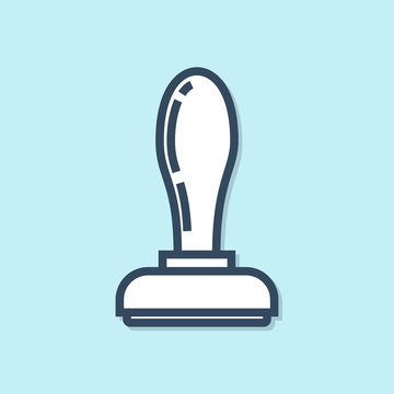 recommend clip art: Blue line Stamp icon isolated on blue background. Vector Illustration