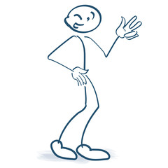 Strichmännchen zeigt drei Finger und die Geste Victory