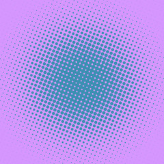 Blue and violet pop art background with dots design, abstract vector illustration in retro comics style
