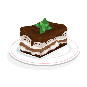 Tiramisu dessert. Delicious cake, sweet slice of restaurant bakery.