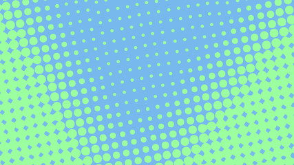 Turquoise and blue retro pop art background with halftone dots