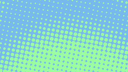 Turquoise and blue modern pop art background with halftone dots design, vector illustration