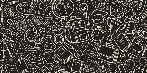Education seamless background. School, science concept. Vector illustration
