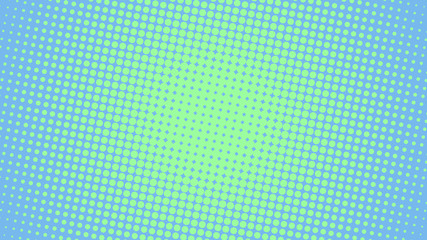 Turquoise and blue retro pop art background with halftone dots design
