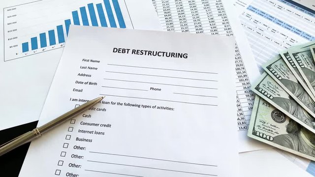 Debt restructuring document with graph on table