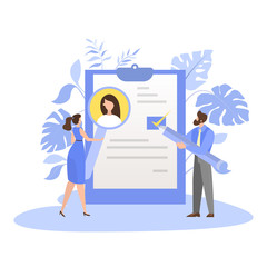 List of job candidate. Idea of employment and job interview