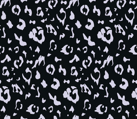 leopard pattern texture repeating seamless monochrome black white. Textile print.